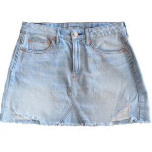 American Eagle Distressed Lighter Wash Mini Jean Skirt Size 6 Waist 29 Inches
